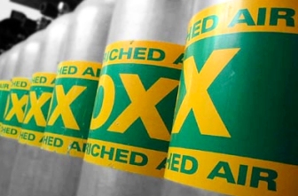 Compressed gas tanks labeled Nitrox - Enriched Air 