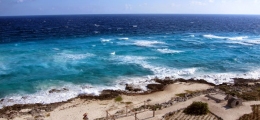 Aerial view of the East shore of Cozumel on a windy day 