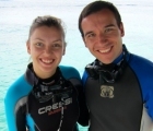 Two young divers ready to go in the water